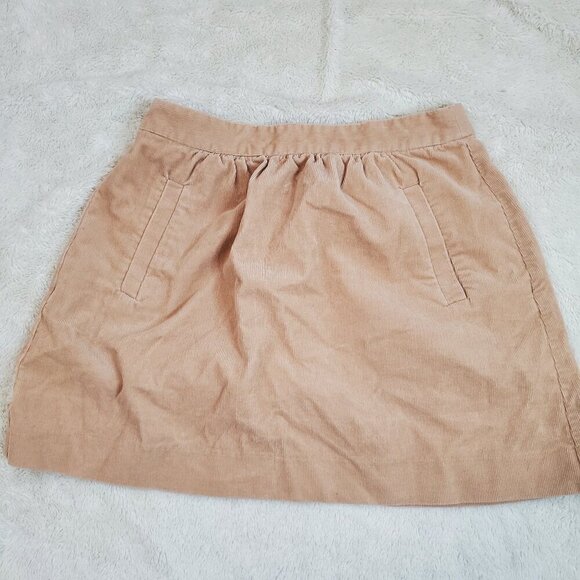 J. Crew Cream Corduroy Zipper A Line Mini Fall‎ Boho Short Skirt Women 4 - Picture 1 of 7